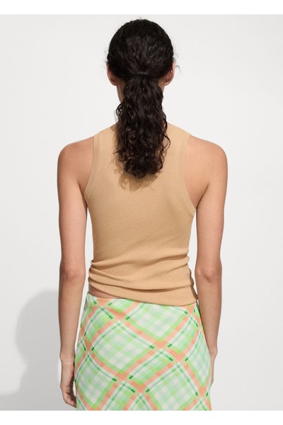 MANGO Woman Πλεκτό rib μπλούζα