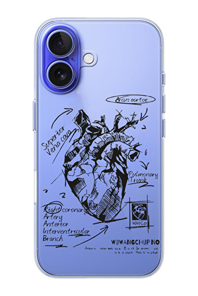 shoptocase iPhone 16 PLUS Uyumlu Kalp Anatomi Desenli Şeffaf Silikon Telefon ...