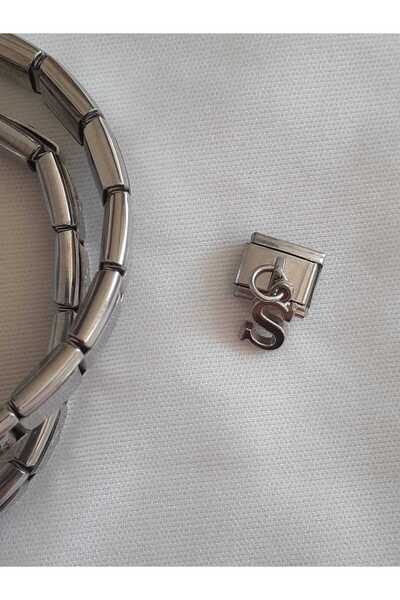 bijoux uniques سحر إيطالي من الفولاذ بحرف S