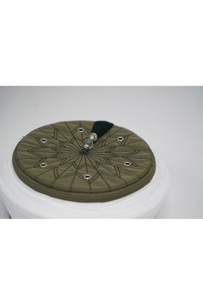 Sarıkhane Imam Sarığı - White Fabric - Green Turban-Solid Wrap-Capsule-Packed-5 Meters