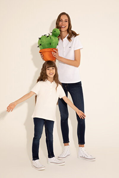 U.S. Polo Assn. Kız Çocuk Ekru Polo Yaka Basic Tişört 50288501-VR019
