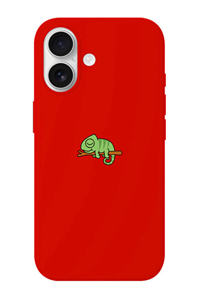 shoptocase iPhone 16 Uyumlu Bukalemun Desenli İçi Süet Silikon Telefon Kılıfı