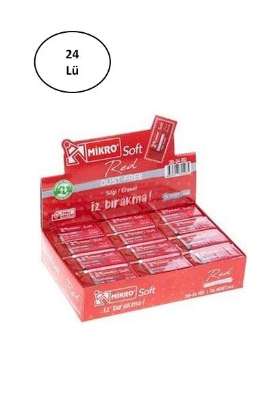 Mikro Eraser Soft Red 2B - 24Rd 24 Pack