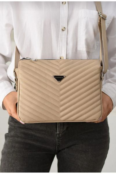 eflanmoda Sanmorris Beige 3-Compartment Cross-Body Shoulder Bag