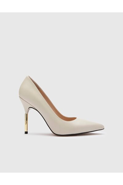 İLVİ Jarif Genuine Leather Women's Beige Stiletto