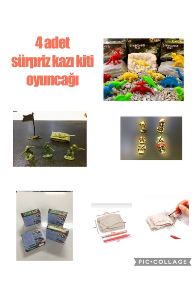 AZİZ OYUNCAK 4 Adet Sürpriz Oyuncak Arkeolojik Bilim Macera Kazı Seti..