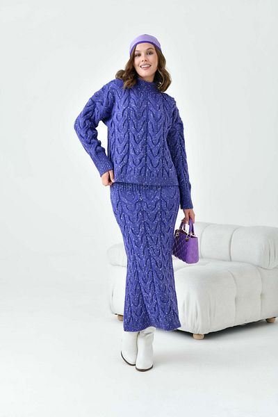 FTZ WOMEN Women's Glitter Detailed Double Suit Purple 20731