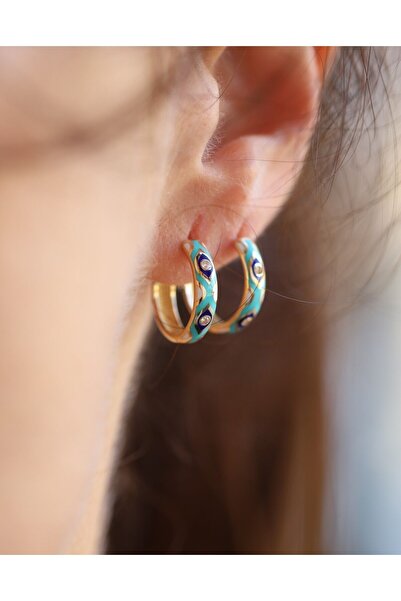 Yenigün Kuyumculuk 14 Ayar Altın Göz Detaylı Halka Küpe