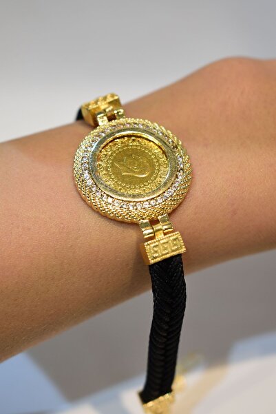 Yenigün Kuyumculuk 22 Ayar Çeyrek Altınlı Siyah Hasırlı Bileklik