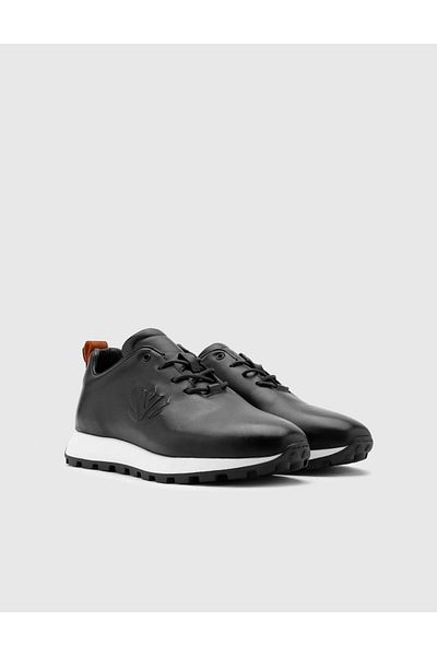 İLVİ Fausto Genuine Leather Men's Black Sports Shoes