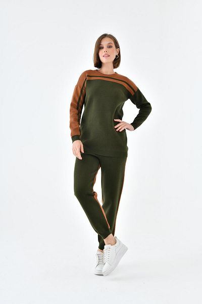 FTZ WOMEN Ftz Women's Striped Double Suit Khaki 20658