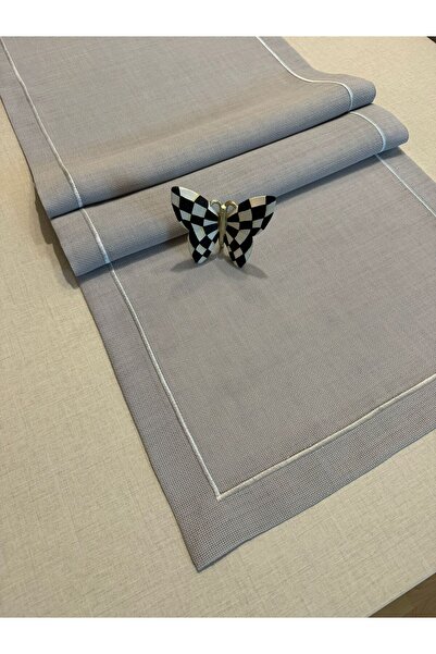 Meral Kurşun Collection Piko Detaylı Polyester Keten Dertsiz Runner 40 x 150