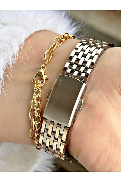 Tisaati Premium Series Square Calendar Metal Band Women's Wrist Watch-With Bracelet Gift