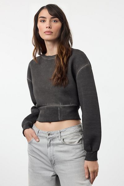 Trendyol Collection Comfortable Molded Anthracite Crop Sweatshirt - TWOAW25SW00001