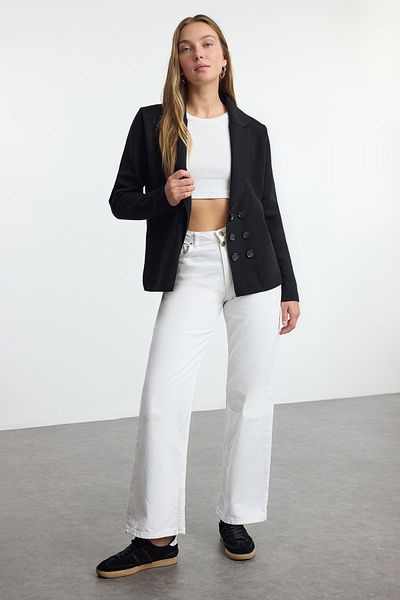 Trendyol Collection Premium Black Knitwear Cardigan - Wide Fit, Special Yarn Twoaw25Hi00080