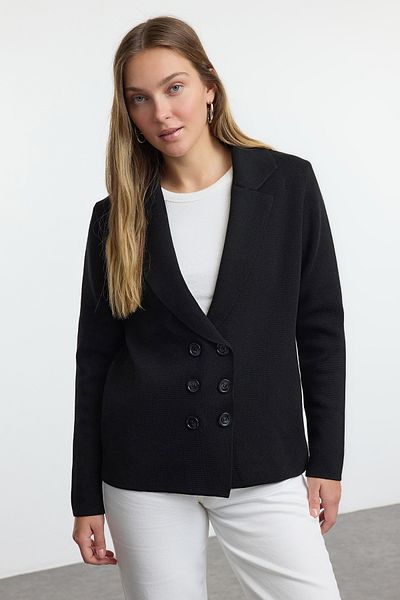 Trendyol Collection Premium Black Knitwear Cardigan - Wide Fit, Special Yarn Twoaw25Hi00080