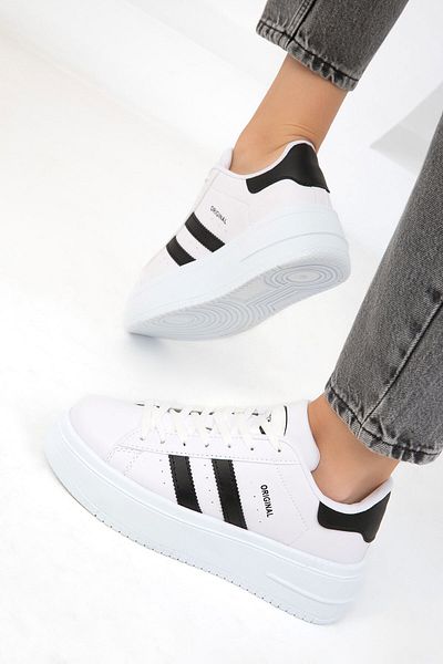 SOHO Damen-Sneaker Weiß-Schwarz 19685