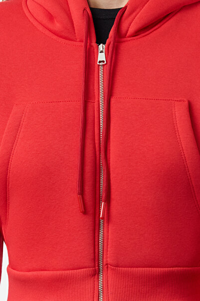 Trendyol Collection Rotes, dickes Strick-Sweatshirt aus Fleece mit Kapuze - Twoaw25sw00068