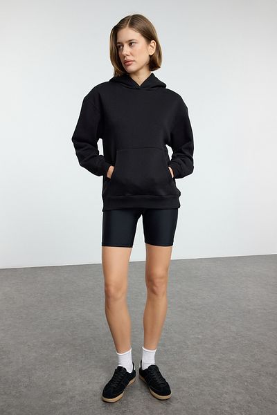 Trendyol Collection Черен плетен суичър с качулка - стандартен крой Twoaw25sw00151