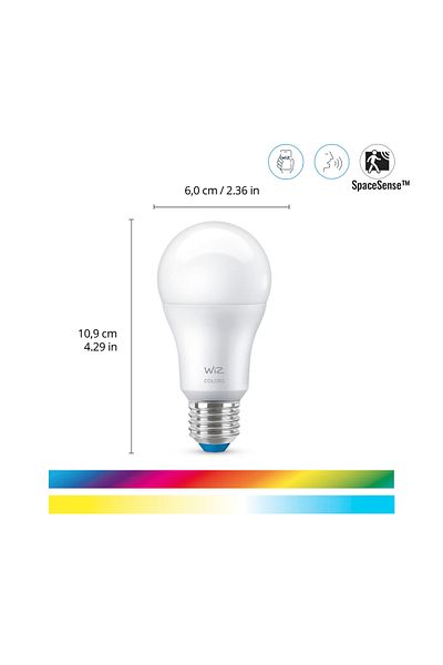Wiz 60W Colorful Ambience E27 Light Bulb - Matter, Google Home, Alexa Compatible Smart Model (A60)