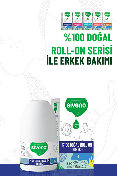 Siveno %100 Doğal Roll-on Erkek Deodorant Ter Kokusu Önleyici Leke Bırakmayan Vegan 50 ml X 3 Adet