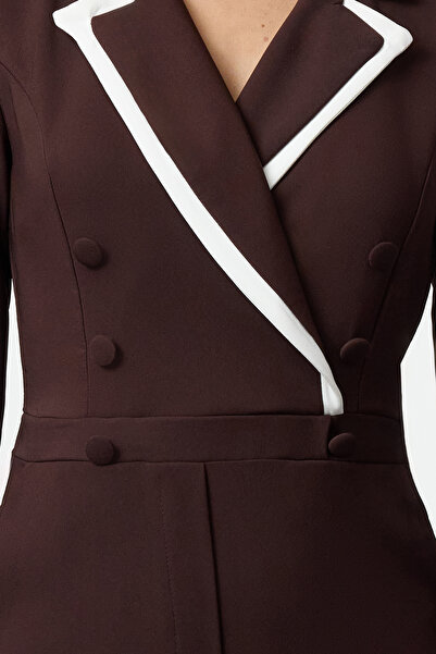 Trendyol Collection Tkaný hnědý overal – s knoflíkem, TWOAW22TU0238