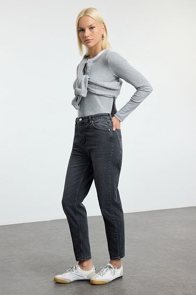 Trendyol Collection Black High Waist Mom Jeans Twoaw25Je00268