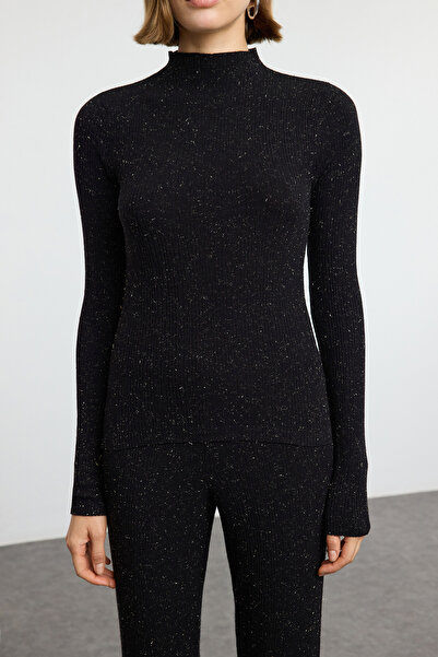 Trendyol Collection Csillogó fekete kötöttáru szett - alsó és felső TWOAW25AU00050