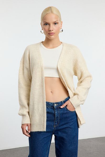 Trendyol Collection 2-Pack Black and Stone Textured Knitwear Cardigan - Twoaw25Hi00348