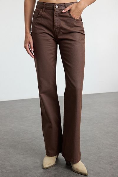 Trendyol Collection Кафяви широки дънки с висока талия - Twoaw25Je00233