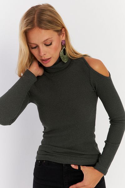 Cool & Sexy Zielona bluzka damska z odkrytymi ramionami - Hor04