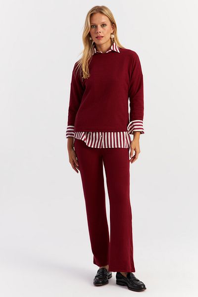 Cool & Sexy Claret Red női öltöny szett YLE19 - felső és alsó szett