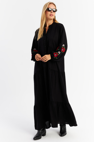 Cool & Sexy Černé Maxi dámské šaty - Flounced, Alo9