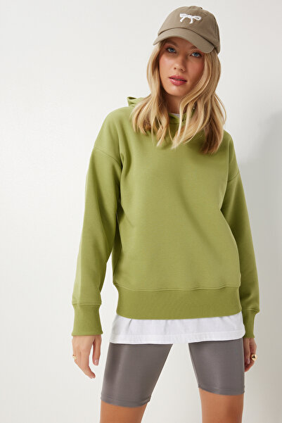 Happiness İstanbul Γυναικείο φούτερ με πράσινη κουκούλα - OW00050