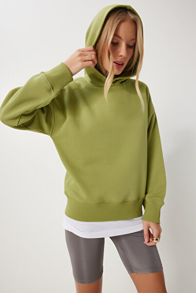 Happiness İstanbul Γυναικείο φούτερ με πράσινη κουκούλα - OW00050