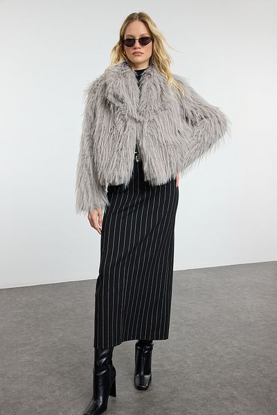 Trendyol Collection Šedý kabát Regular Fit - TWOAW25MO00313