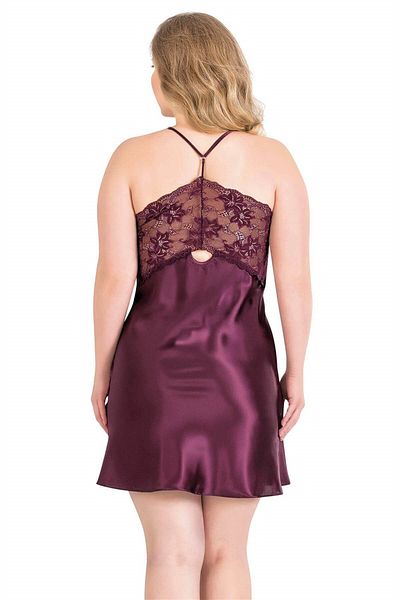 Motto10 butik Motto10 Plus Size Plum Short Satin Nightgown