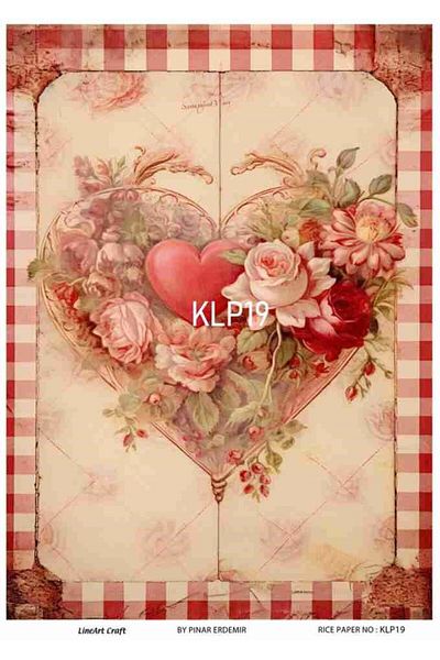 LİNEART Heart Series Klp19 Brass Decopage 30X42