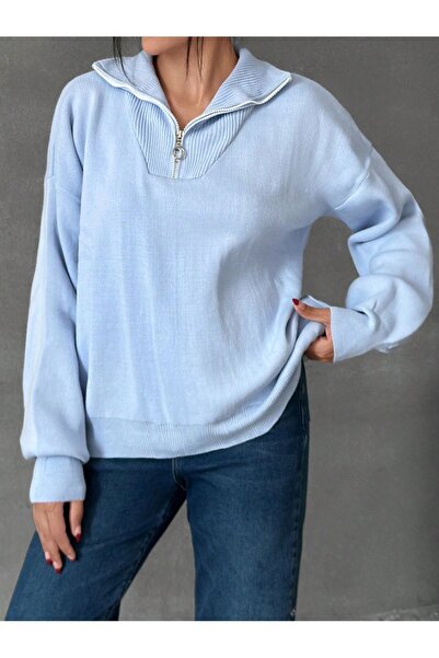 Cloudy Kids Pulover de tricotaj supradimensionat cu fermoar