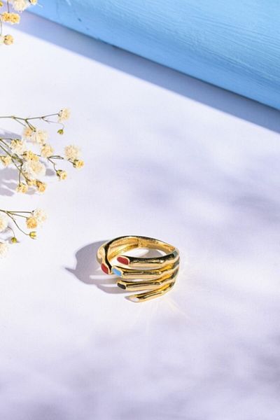 Artikel Gold Hand Figured Colored Nail Adjustable Ring