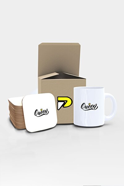 Postermanya مجموعة أكواب مطبوعة بتصميم مطبعي مكتوب من Queen Queen