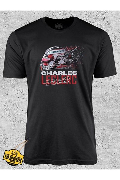 FANBOX SHOP Μπλουζάκι με στάμπα με κράνος Charles Leclerc Shining Visor
