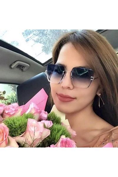 LOOKUP Women's Smoked Lookup Smoked Laser Square Crystal Cut Sunglasses