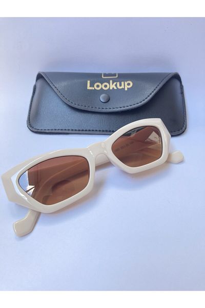 LOOKUP Lookup 2021 موضة جديدة إطار لون العظام القهوة الزجاج خمر القط الصغير النظارات الشمسية النسائية
