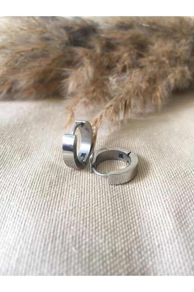Jaida Moda Unisex Silver Surgical Steel Straight Cut 10mm Hoop Earrings