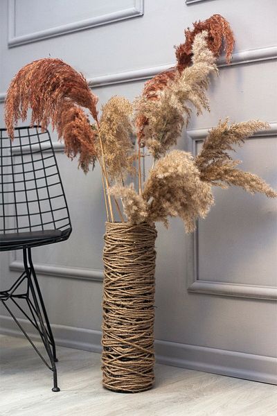 Egindra 50 cm Metal Wire Mesh Braided Pampas Vase - Special Design