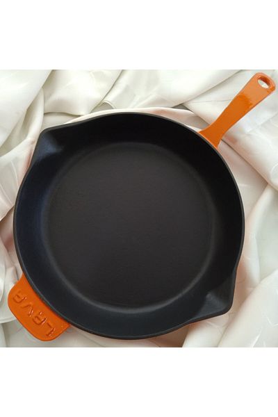 Lava Cast Iron Frying Pan 28 cm Metal Handle Orange