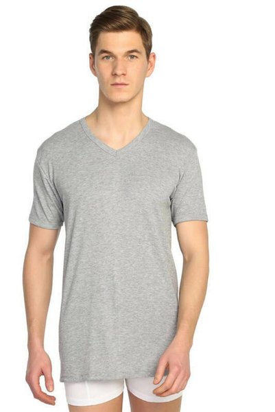 Tutku Men's Gray V-Neck Undershirt T-Shirt