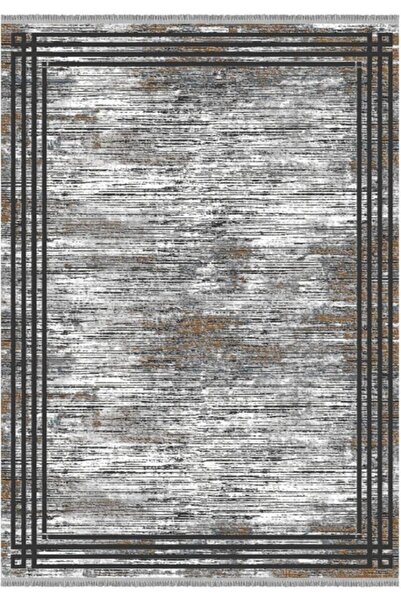 İpek Halı Erva 18103 Gri Çerçeveli Modern Salon Halısı 200x300
