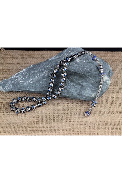 İnan Tesbih Orjinal Oltu Taşı Tesbih Gümüş Tasarım Küre Kesim Firuze ve Gümüş...